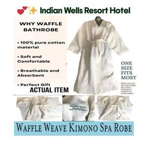 🛑 INDIAN WELLS RESORT HOTEL Designer ➕ SPA ROBE Waffle KIMONO Classic💸BUYNOW‼️